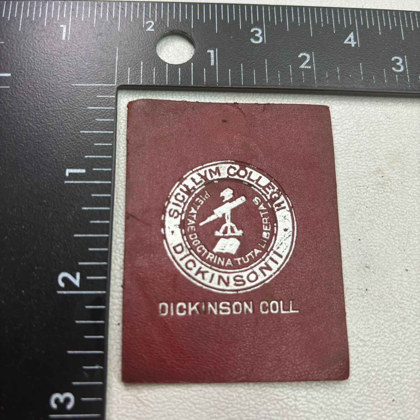 VTG c 1910s DICKINSON COLLEGE Tobacco Leather Patch 382T
