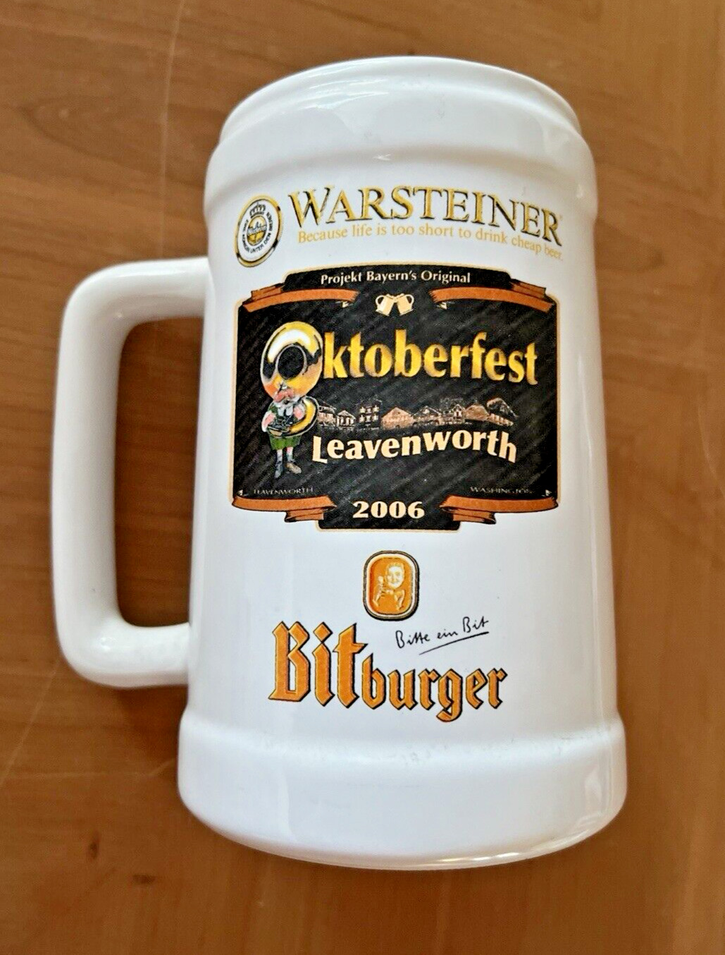 Vintage Warsteiner Leavenworth Bitburger 2006 Oktoberfest Ceramic Beer Mug