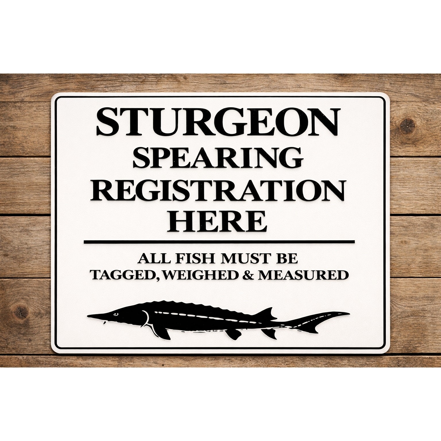 Sturgeon Spearing Registration Sign Fish Fishing Spear DNR 