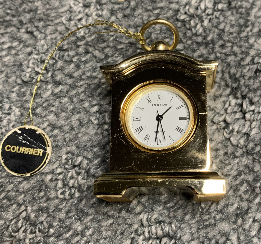 Solid Brass Bulova MINI Collectible FRENCH OFFICERS Clock COURRIER