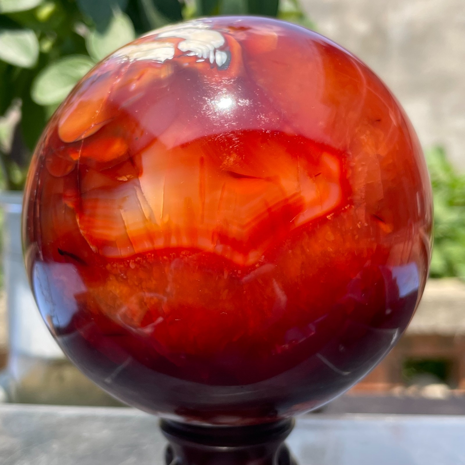 2.62lb Large Natural Red Carnelian Agate Crystal Sphere Ball Specimen Healing