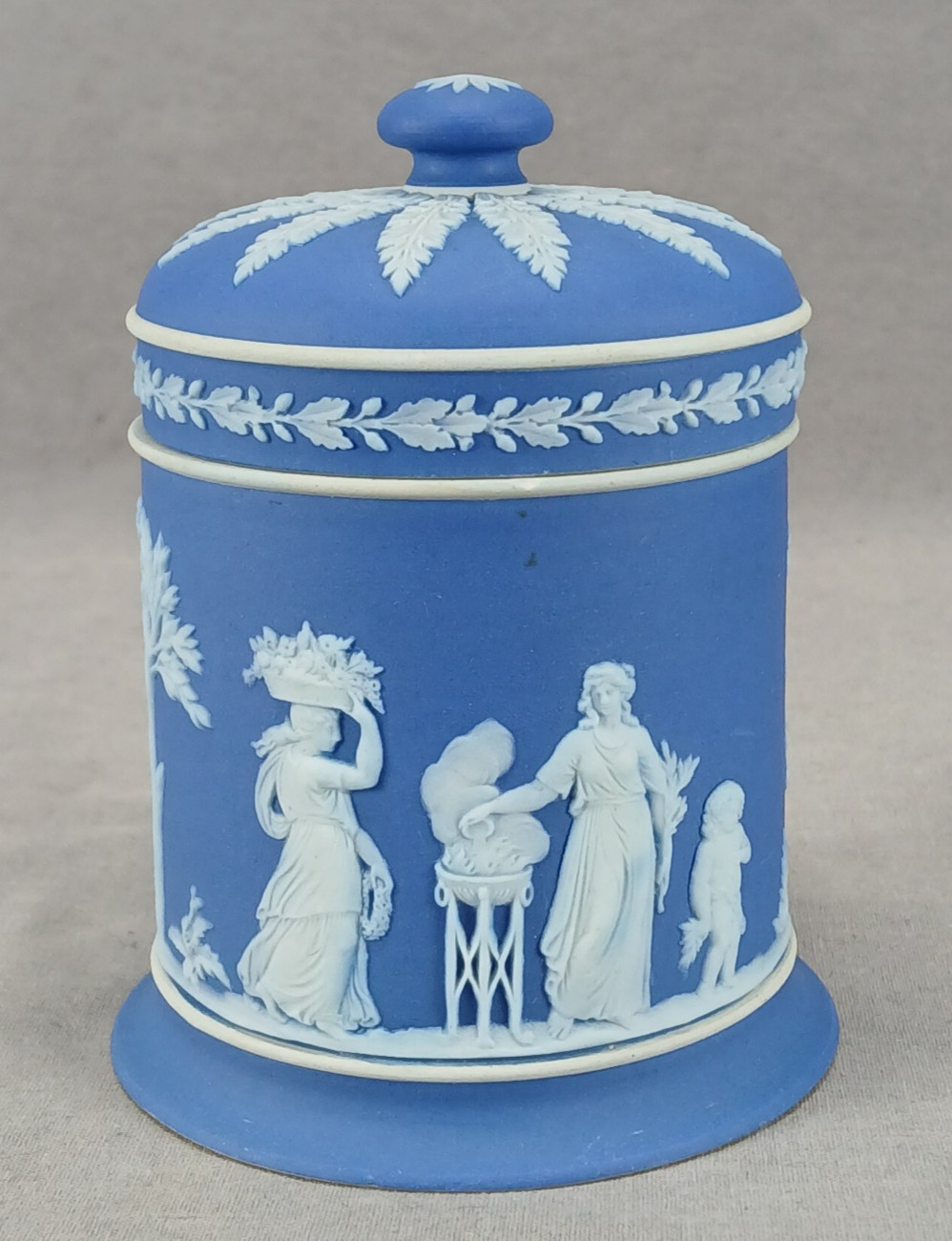 19th Century Wedgwood Blue & White Jasperware Neoclassical Jar / Container