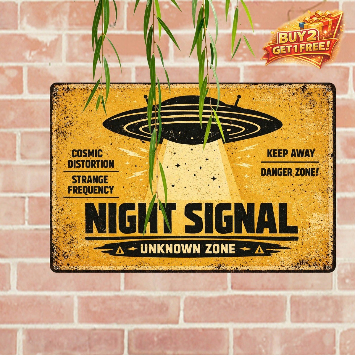 Recent Alien Abductions UFO Sign Funny Sci-Fi Metal Wall Art 8x12