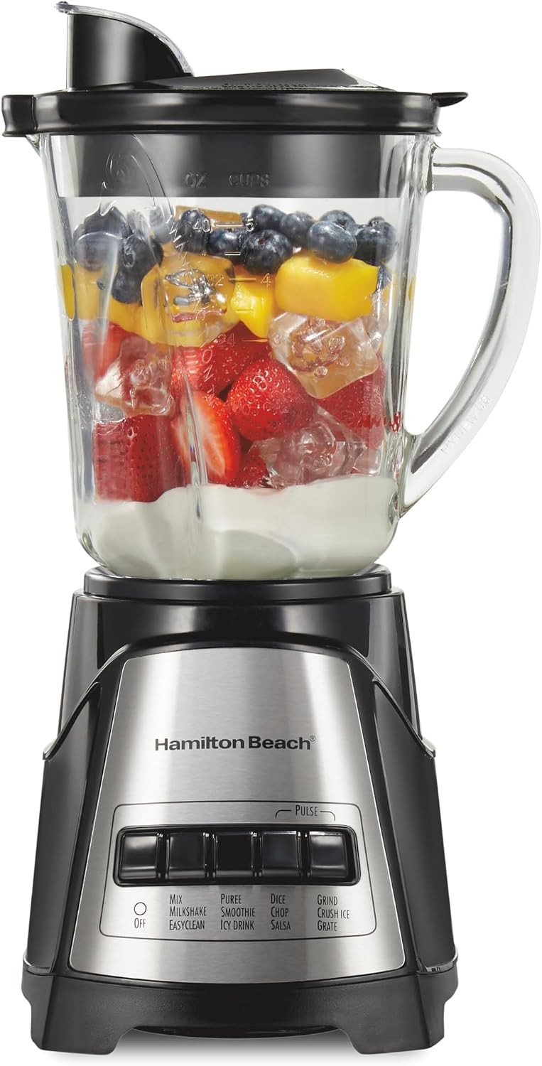 700W Hamilton Beach Black Blender 40oz Glass Jar for Smoothies Ice Crush