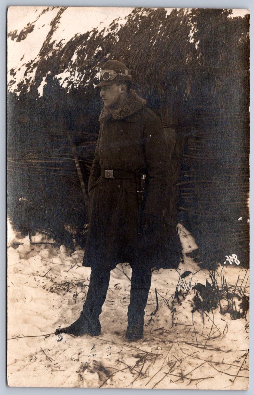K62/ Hungary Foreign Postcard c1910 Military Soldier Goggles Knife 205