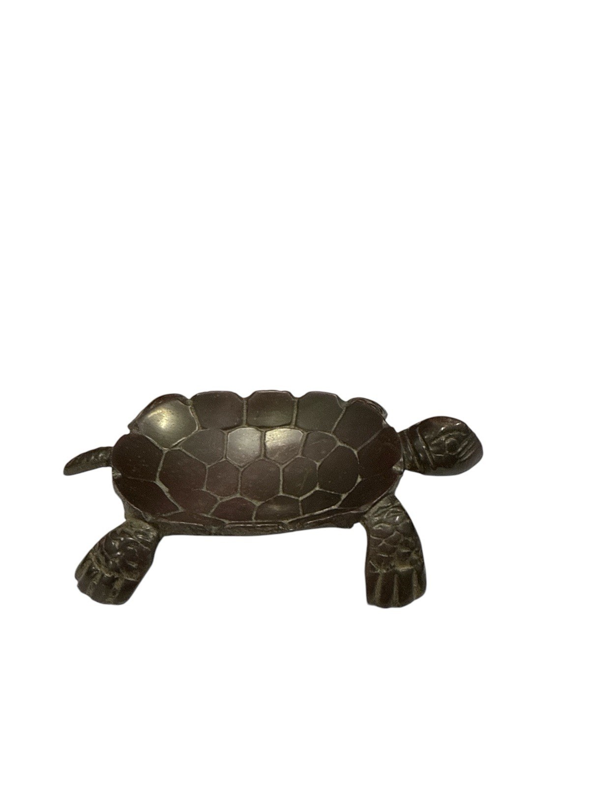 VTG 1970s Solid Brass Sea Turtle Trinket Dish 4.75\