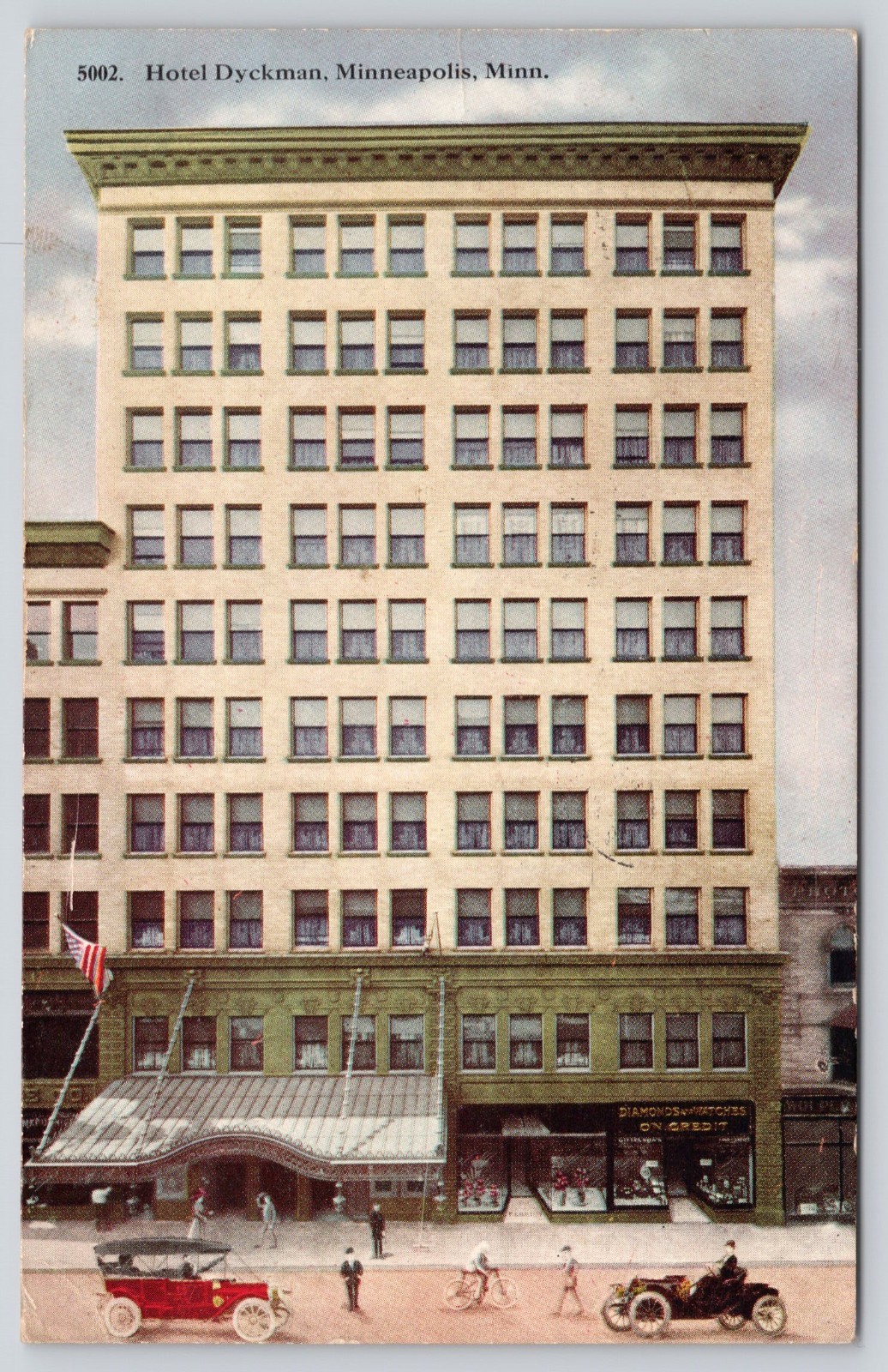 Hotel Dyckman Antique Cars Minneapolis MN Minnesota Vintage Postcard DB 1910s