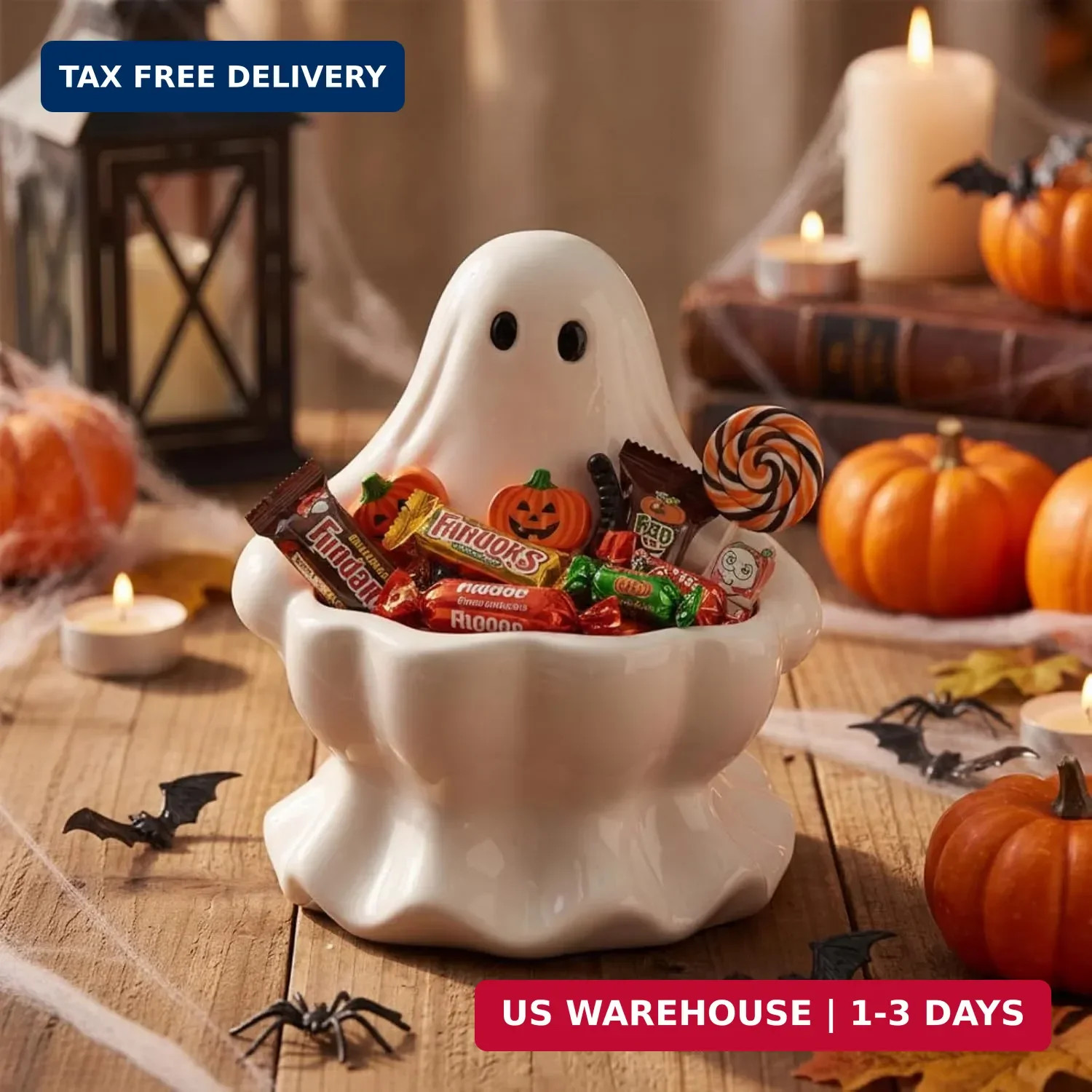 Halloween Ghost Candy Bowl White Ceramic Ghost Candy Dish