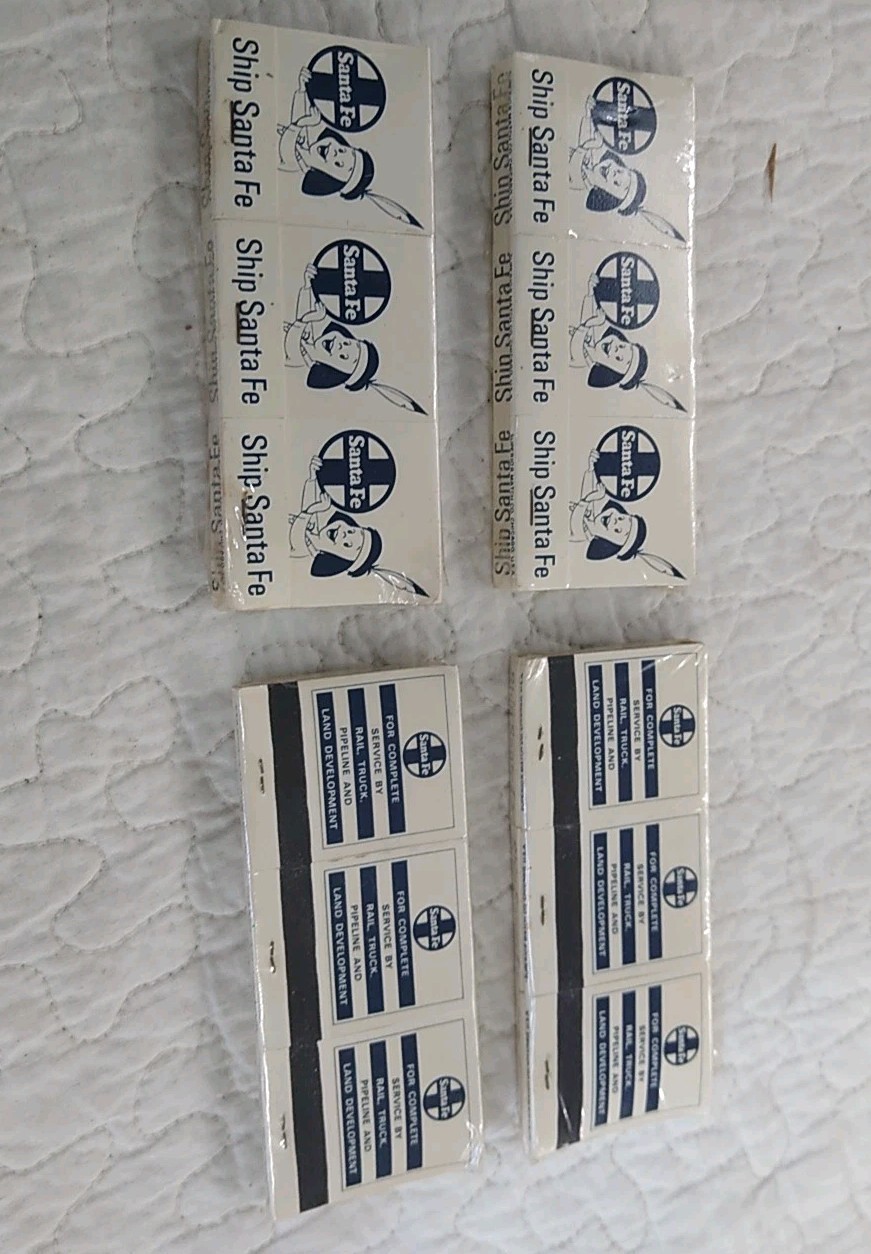 Vintage 1970s Lot of 4 Sealed Books Of Matches W Ship Santa Fe Railroad Vintage 1970s Lot of 4 Sealed Books Of Matches W Ship Santa Fe Railroad