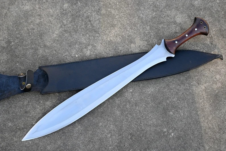 Custom Hand Forged 27 Inch Celtic Leaf Blade Sword | Carbon Steel | Sharpened