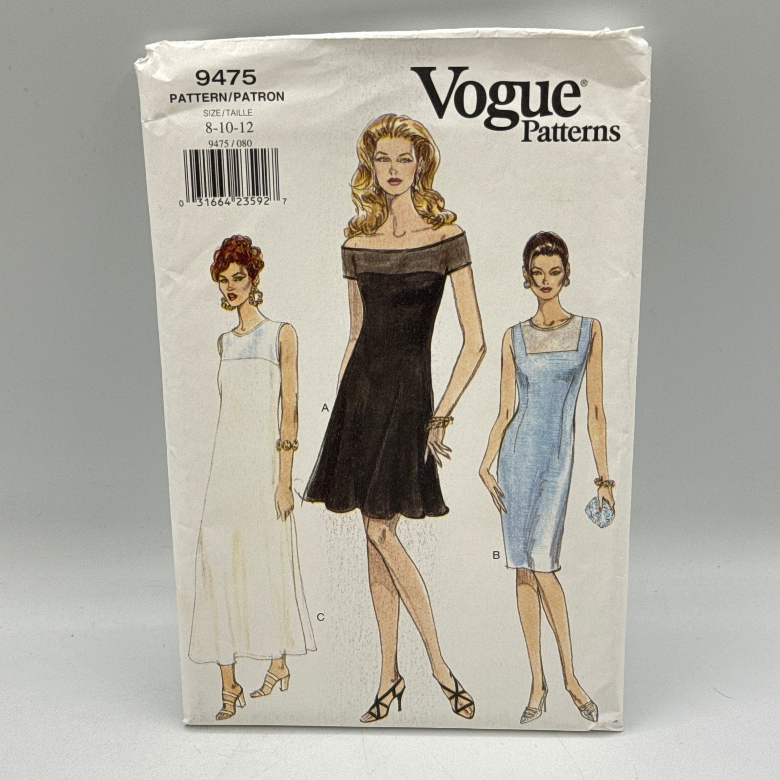Vogue 9475 Sewing Pattern Dress Women Size 8 10 12 Multi Style 1996 Vintage