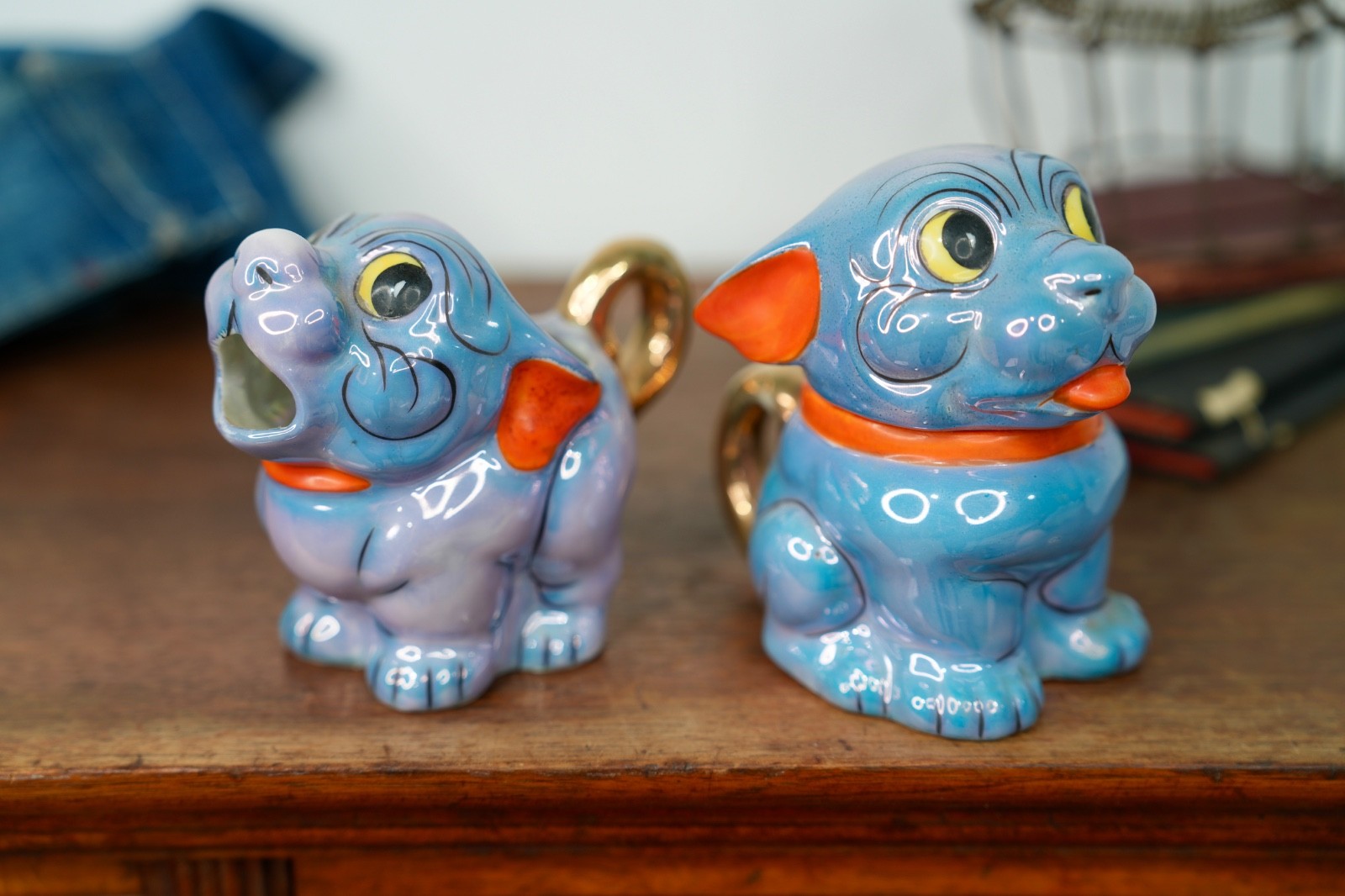GEORGE STUDDY BONZO Dogs Ceramic Lusterware Covered Sugar Creamer JAPAN 1930’s
