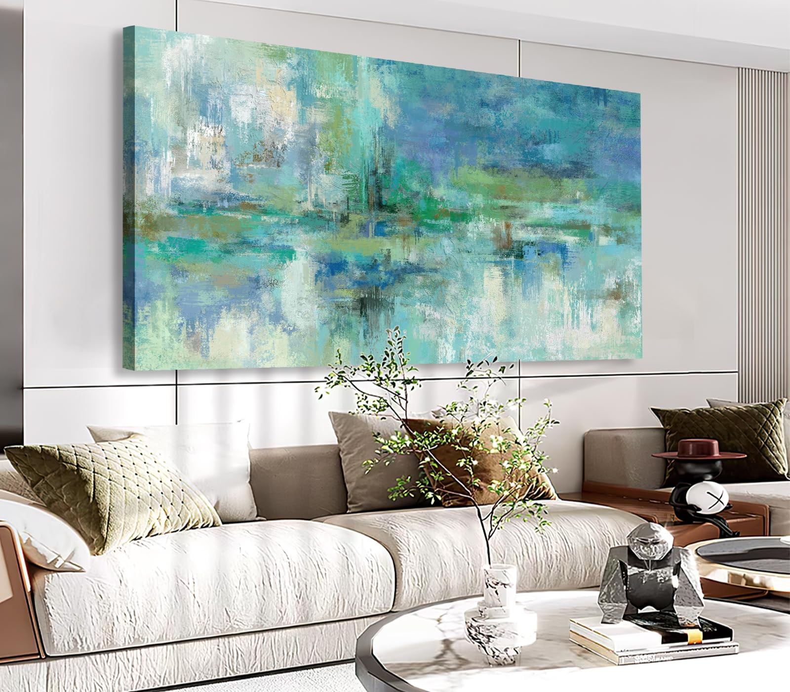 VEAEE Abstract Canvas Wall Art - Teal Turquoise Green 20\