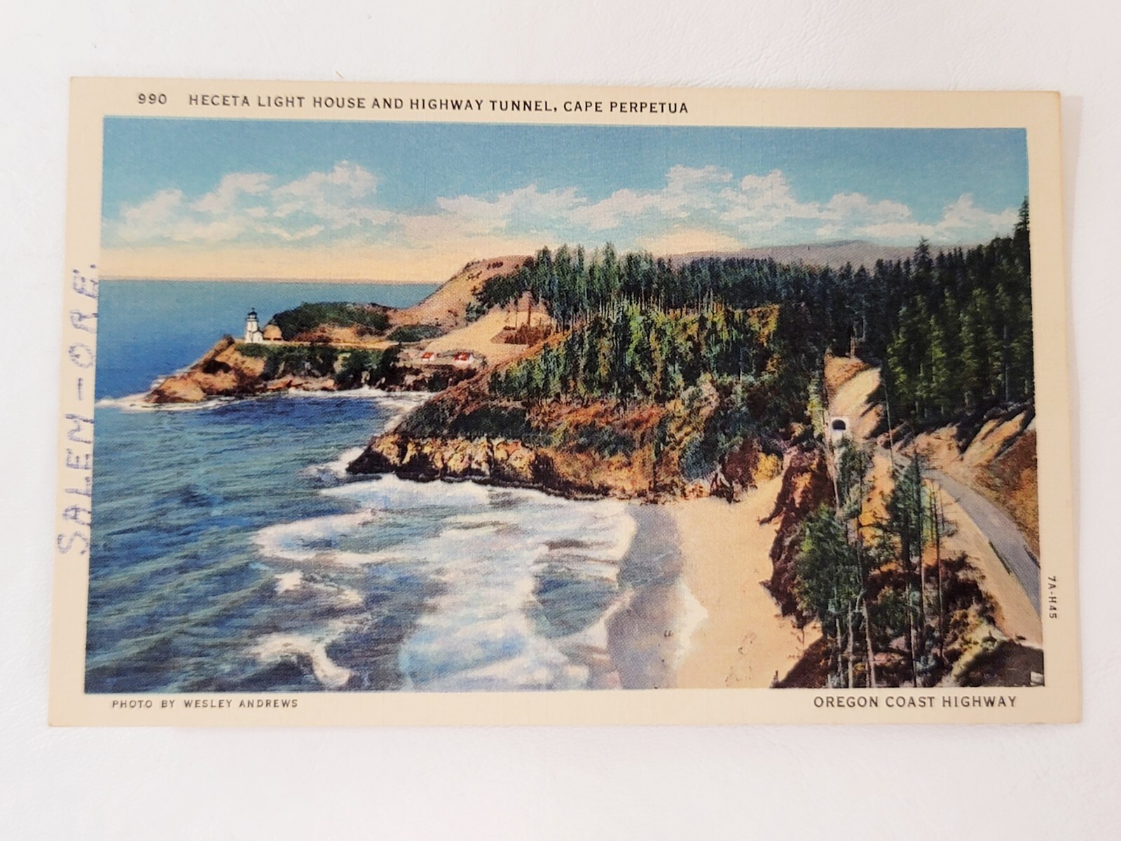 Heceta Light House Cape Perpetua Oregon 1938 Vintage Linen Postcard