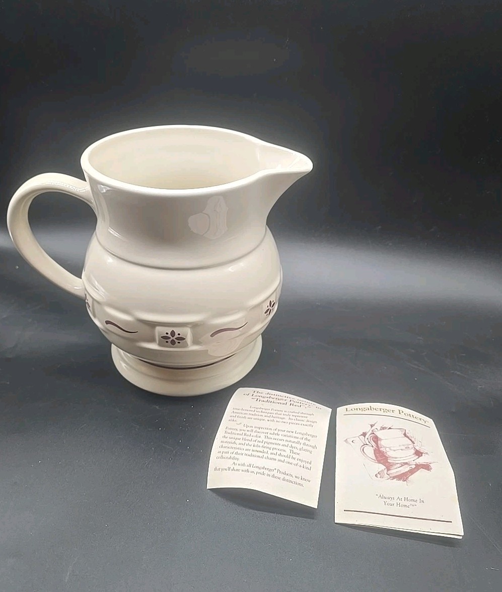 Longaberger Pottery Woven Traditions Red Pitcher 7 1/2” tall Longaberger Pottery Woven Traditions Red Pitcher 7 1/2” tall