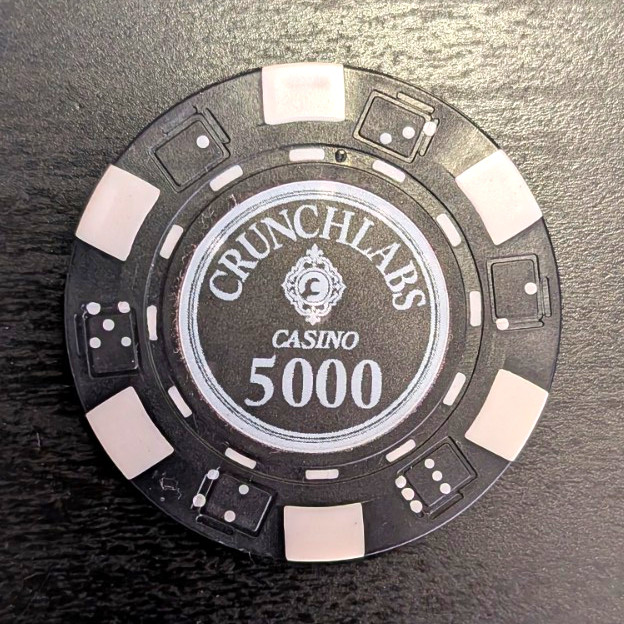 Rare CrunchLabs Casino Poker Chip Black 5000 - From Mark Rober Video Set