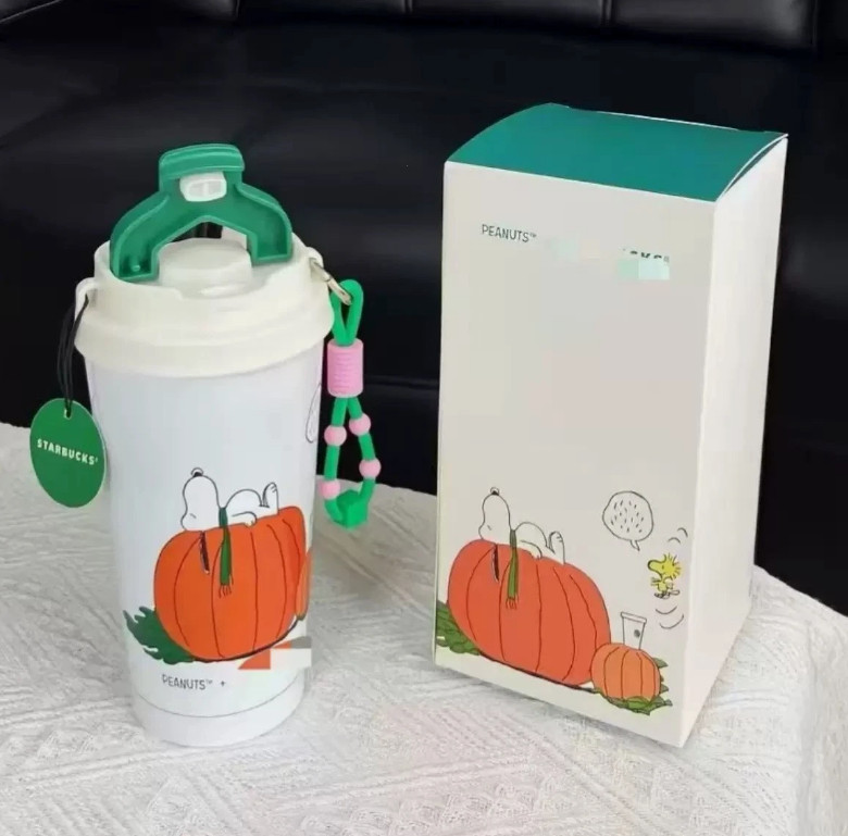 2026 Starbucks x Peanuts Snoopy White Pumpkin Travel Mug 16oz Limited Edition
