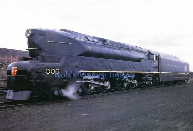 Pennsylvania Railroad T-1 Shark nose Steam Locomotive Train 6110 photo 1940s