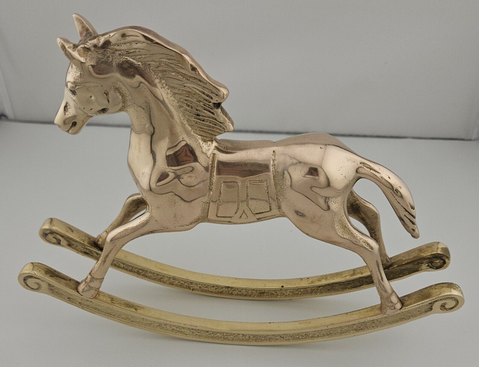 Brass Sculpture-Vintage Brass Equestrian /Rocking Horse 