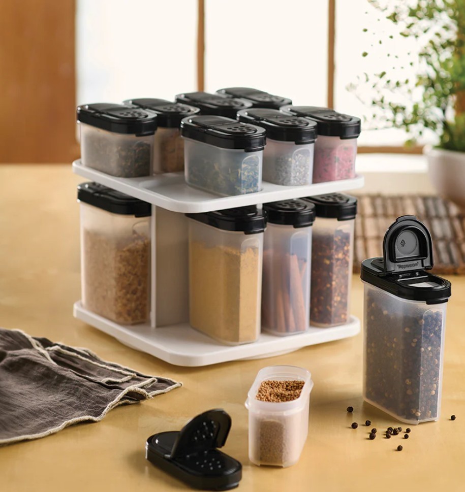 Tupperware Large Small Spice Shakers Complete 17 PC Set Includes White Carousel 