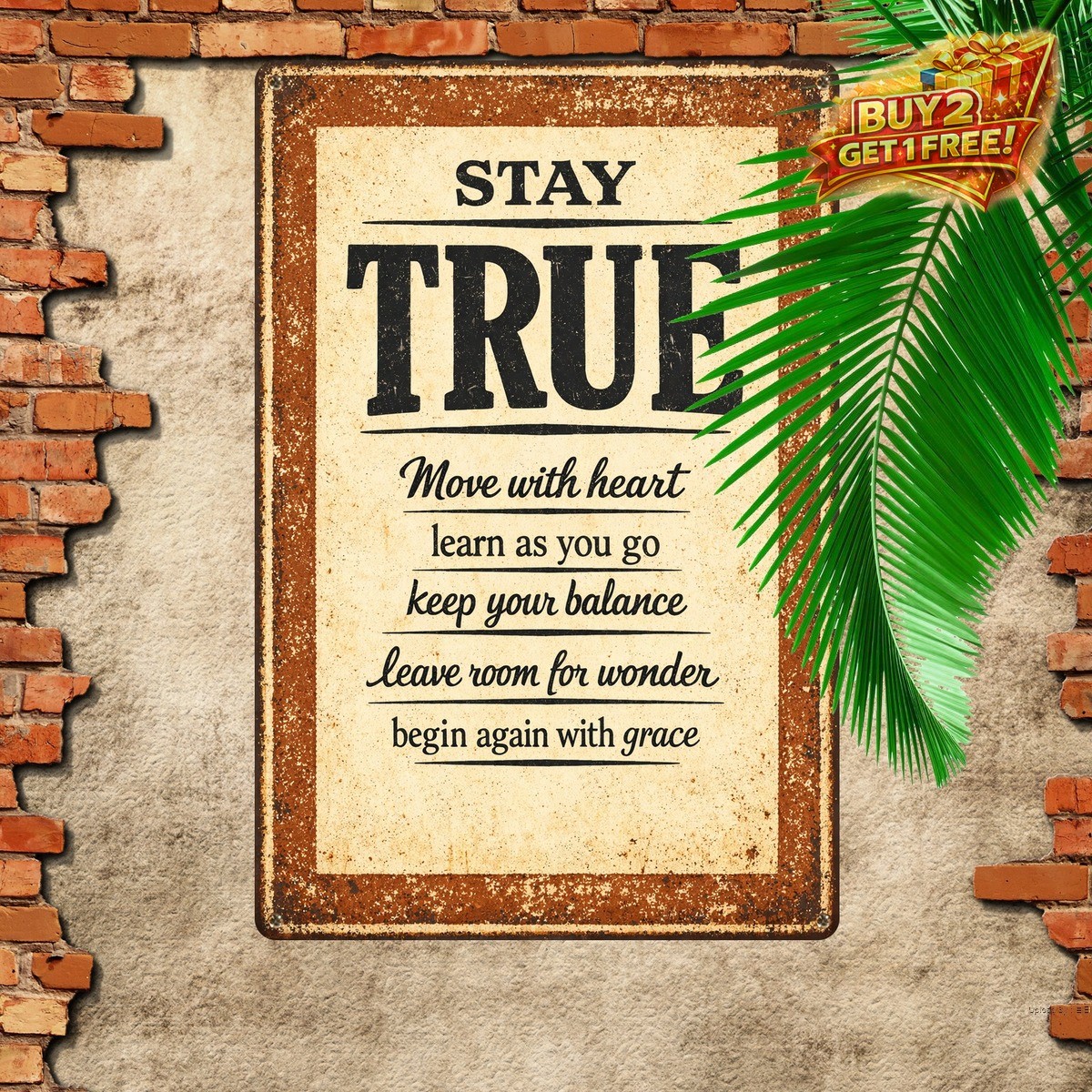 Distressed Typography Vintage Metal Sign Motivational Quote Wall Decor 8x12