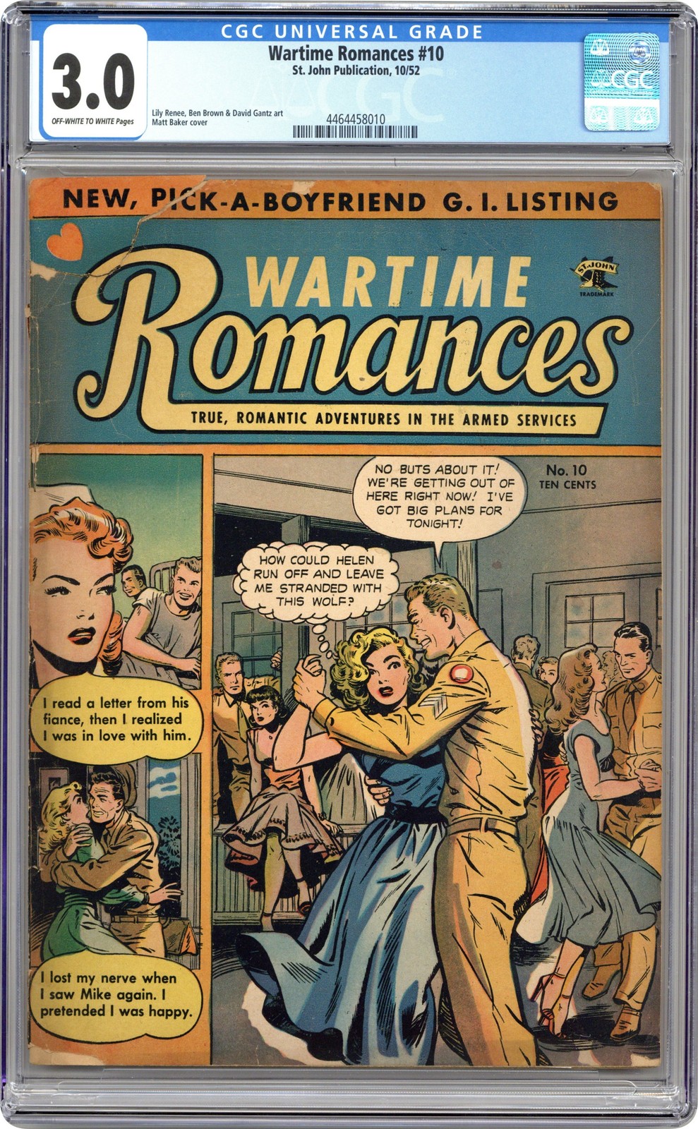 Wartime Romances #10 CGC 3.0 1952 4464458010
