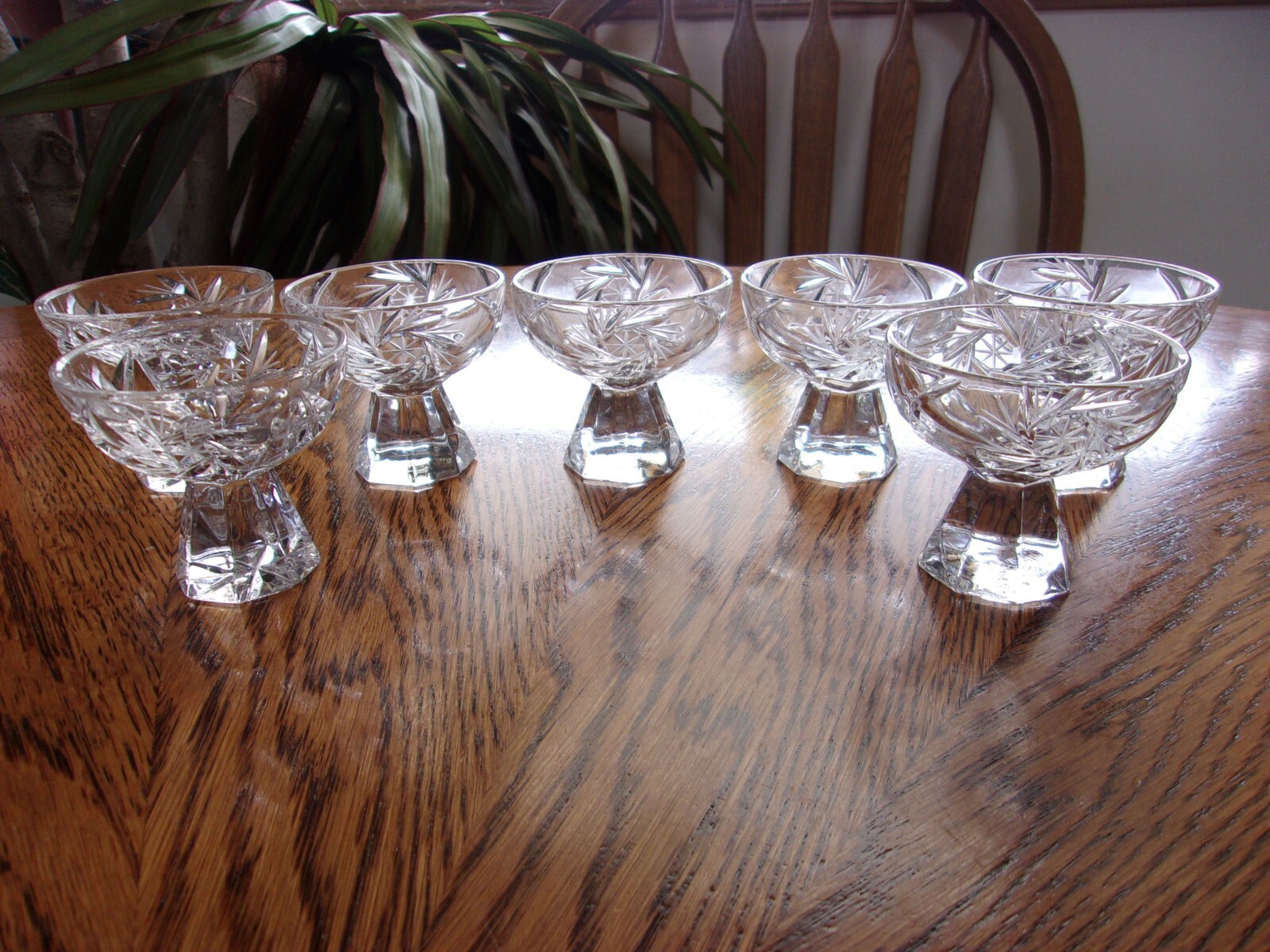 Crystal Salts Cut Pinwheels Stars Footed - Set of 7