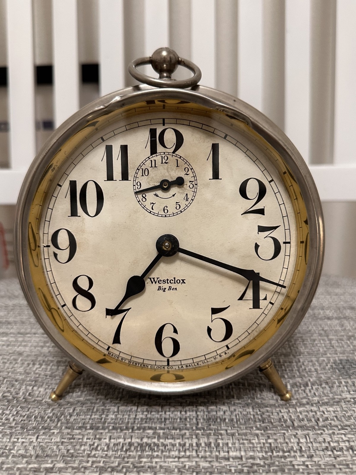 Vintage 1920\'s Westclox \'Big Ben\' Style 1a Nickel Alarm Clock  * WORKING