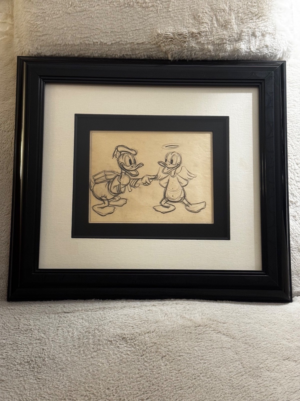 WD Donald Duck 1938 Original Production Drawing Donald's Better Self Framed COA