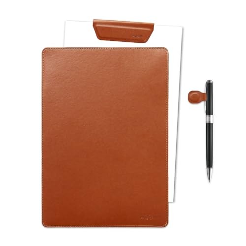 Magnetic File Folder Letter Size, Leather Notepad for Home Office, 1x A4 Brown