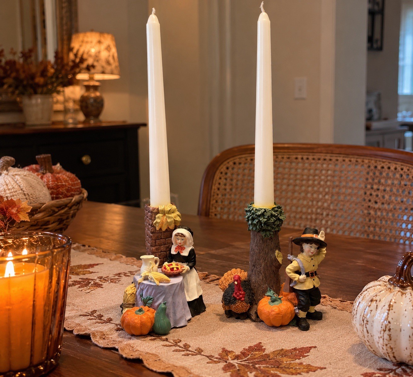 Vintage Thanksgiving Harvest Candle Holders