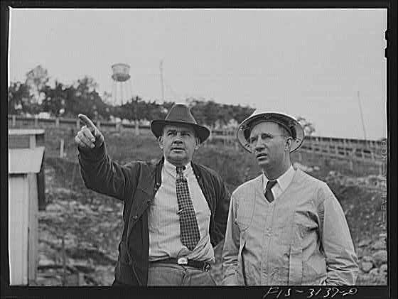 Photo:Douglas Dam Tennessee TVA 1930s Men on Dam Construction Site