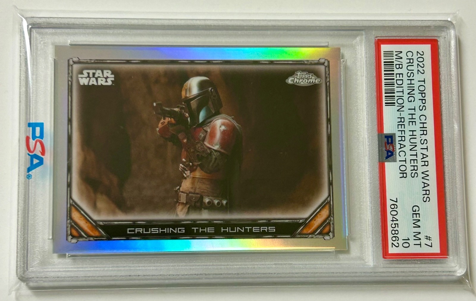 PSA 10 (POP 1) Topps Chrome 2022 Star Wars Mandalorian Beskar Ed. Refractor S1-7
