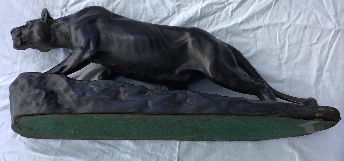 Antique After Isidore Bonheur Bronze Panther Lioness Pompeian Bronze Co