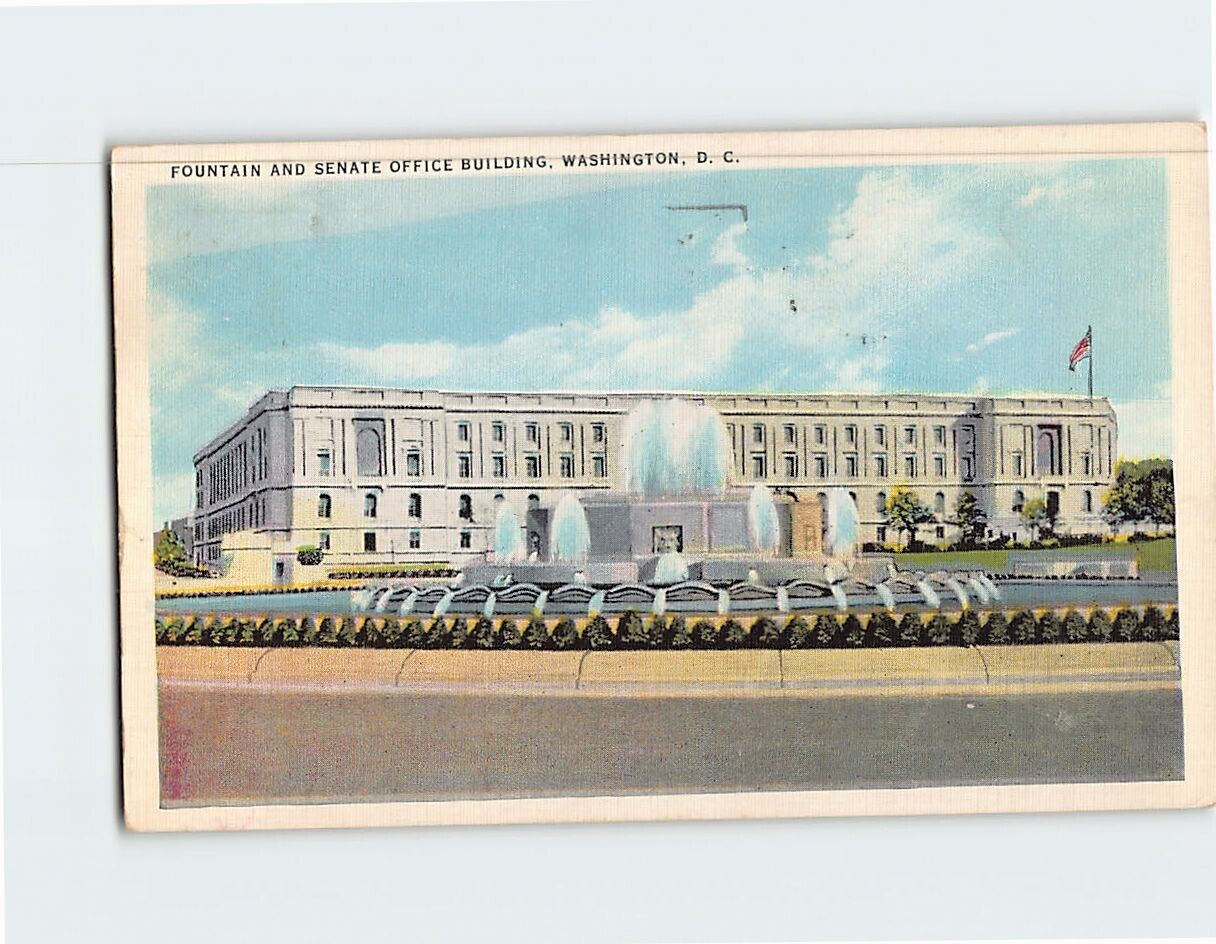Postcard Fountain & Senate Office Building Washington DC USA