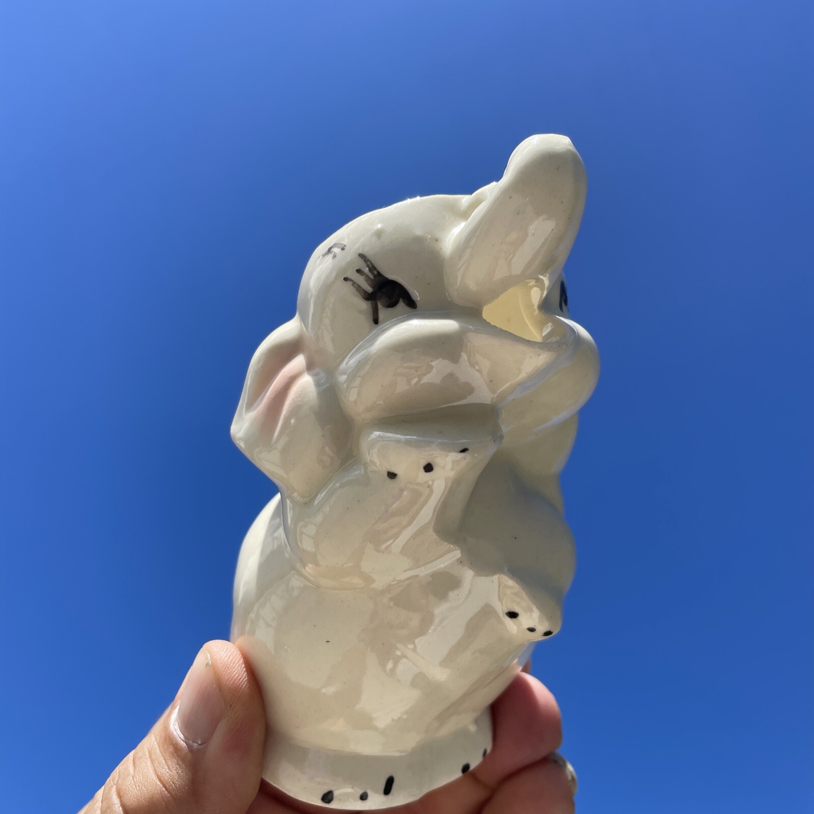 Vintage Shawnee Pottery DUMBO the CIRCUS ELEPHANT Standing Mini Pitcher ❤️ct39j1