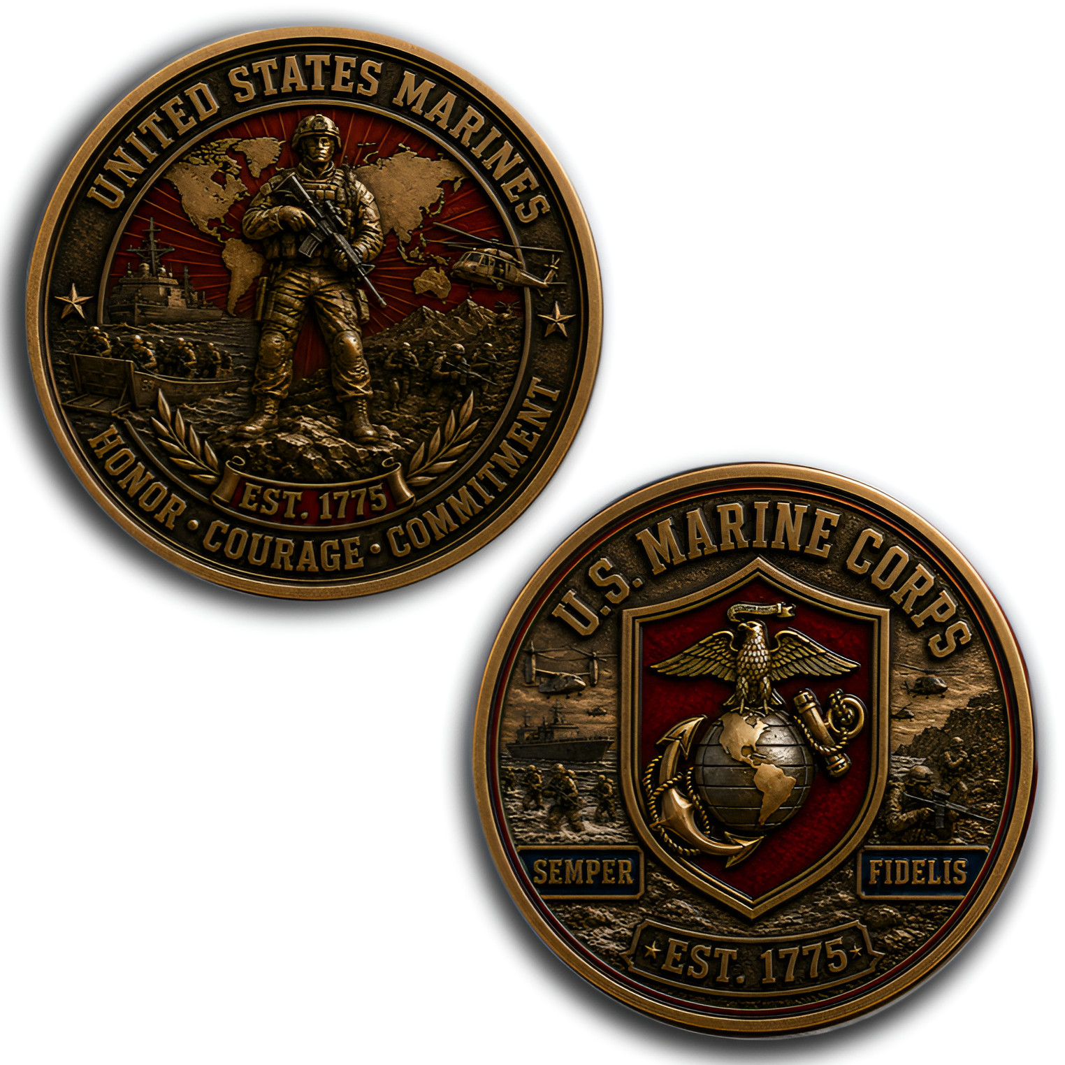 USMC Challenge Coin US Marine Corps Honor Courage Commitment Veteran Gift USMC Challenge Coin US Marine Corps Honor Courage Commitment Veteran Gift