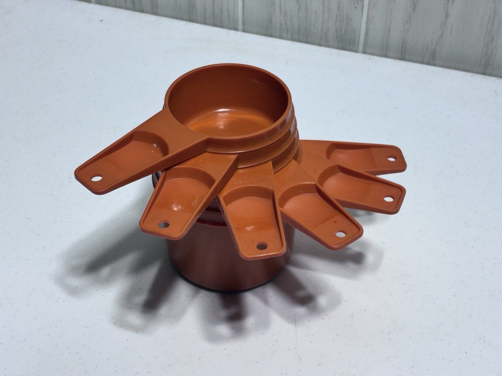 Vintage Tupperware Stacking Measuring Cups Complete Harvest Orange Set Of 6