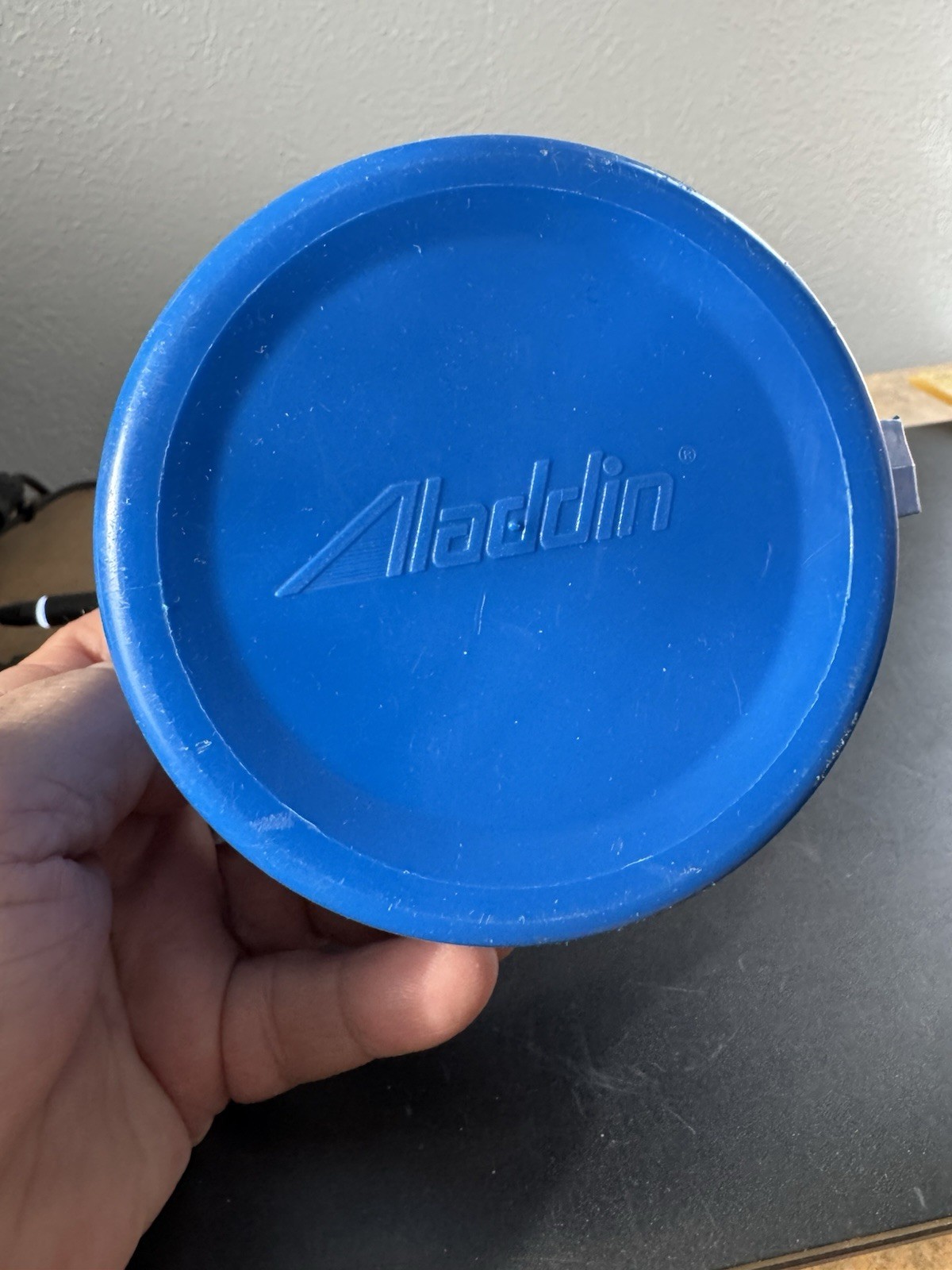 Vintage Alladin Blue Thermos Lid Large Thermos 