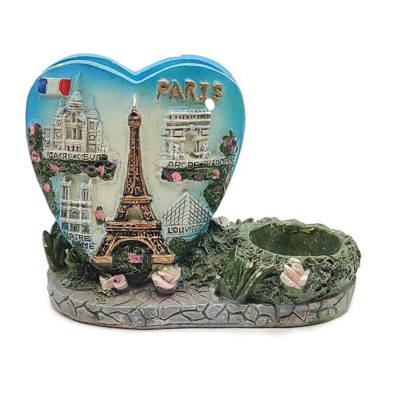 Vintage 3D Paris France Souvenir Resin Eiffel Tower Heart Louvre Figurine Decor