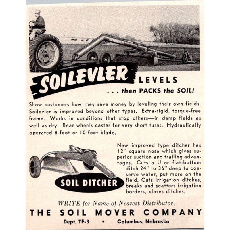The Soil Mover Company Soilevler Levels Columbus NE 1957 Ad SAI2-H11