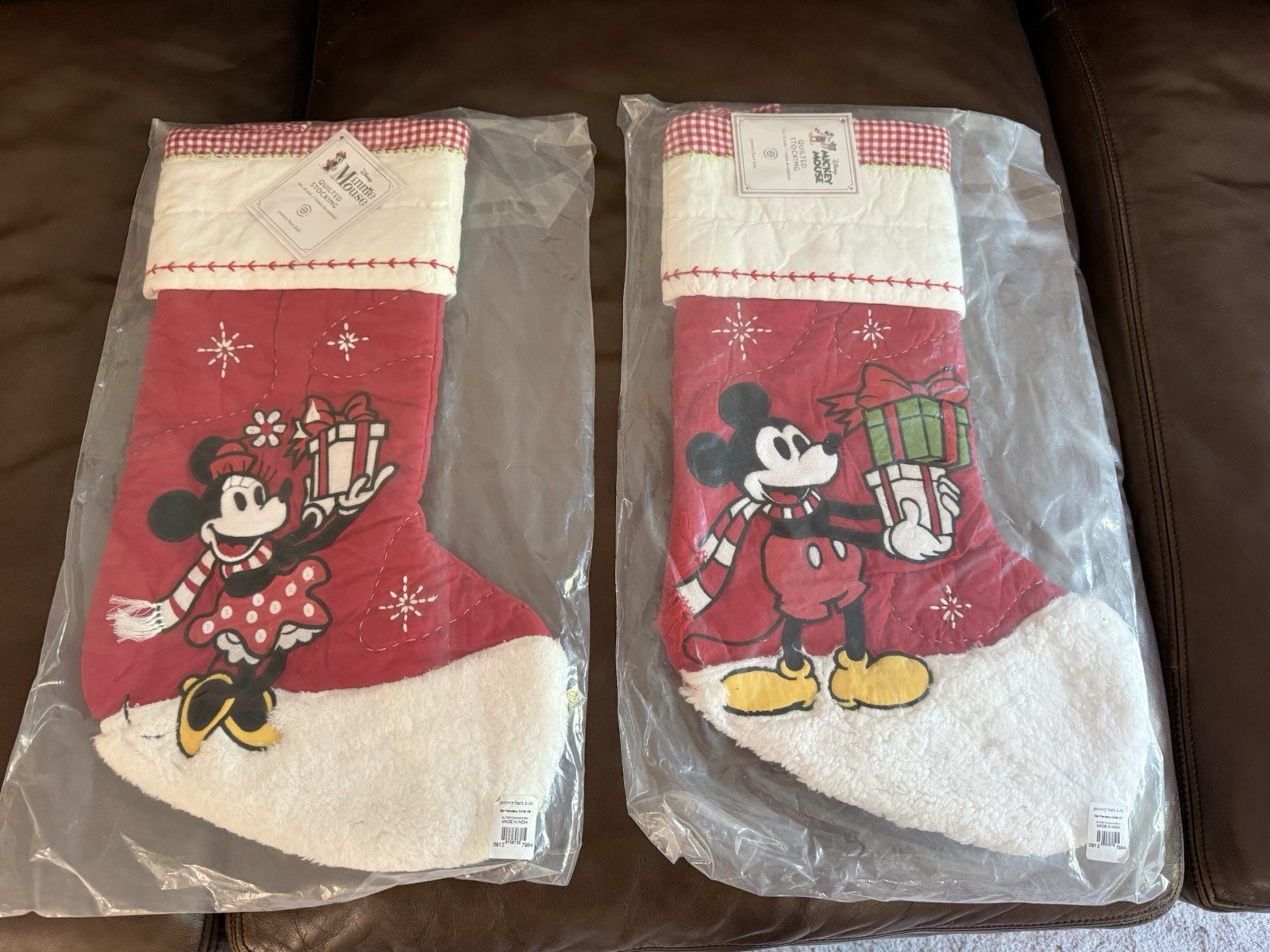 Pottery Barn Kids Disney Mickey & Minnie Mouse Quilted Christmas Stockings – NWT