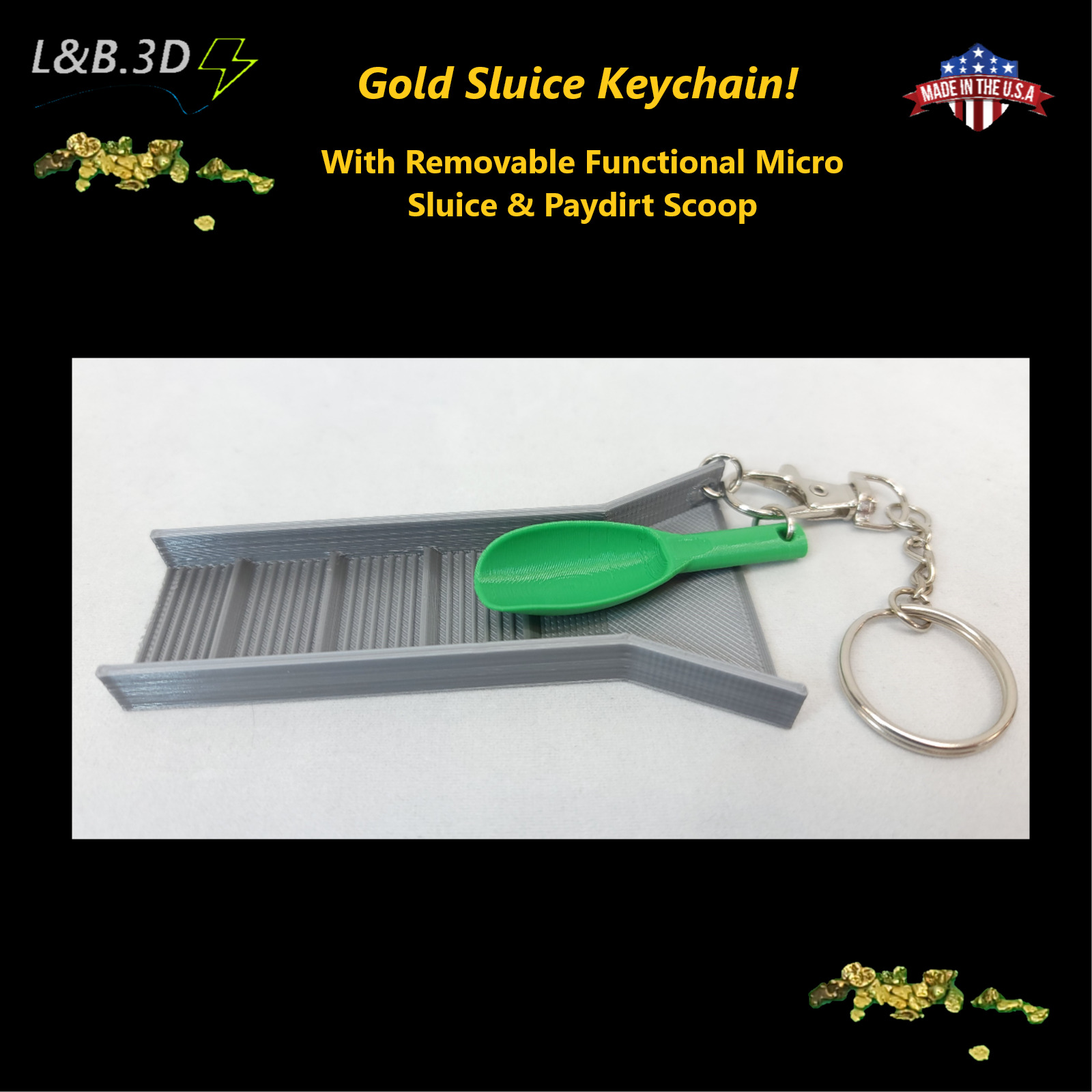 Micro Gold Sluice & Scoop Keychain