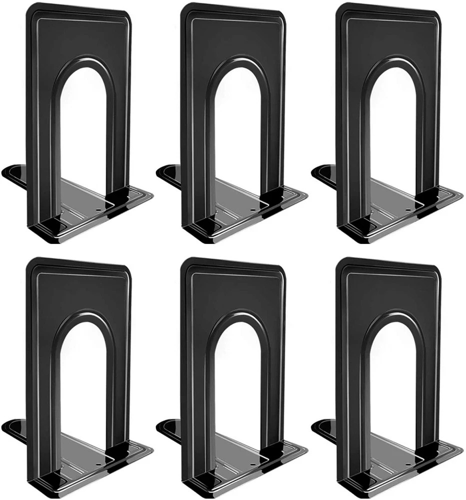 Metal Library Bookends Book Support Organizer Bookends Shelves Office 6 Piece