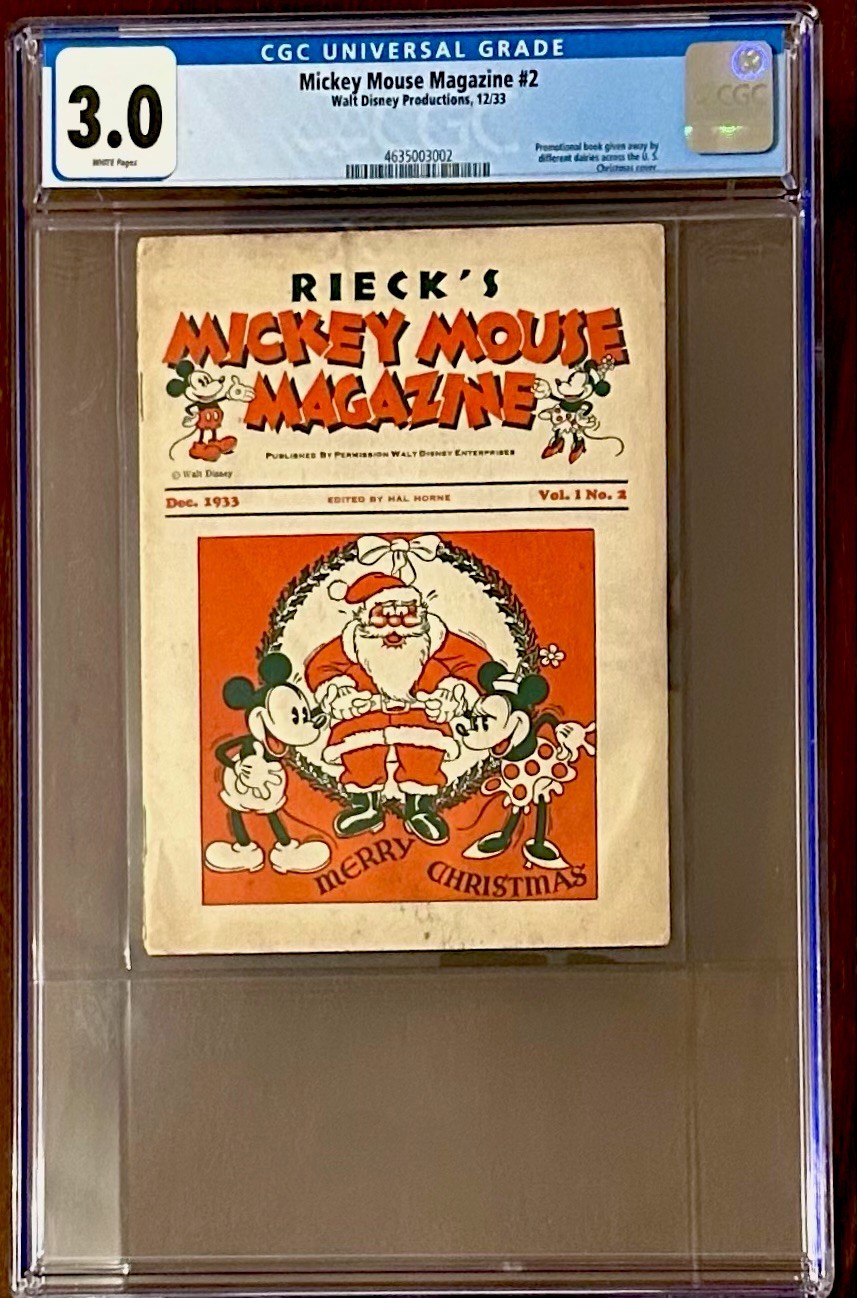 Mickey Mouse Magazine #2 Vol #1 CGC 3.0 (Disney 1933) Scarce Promotional Santa