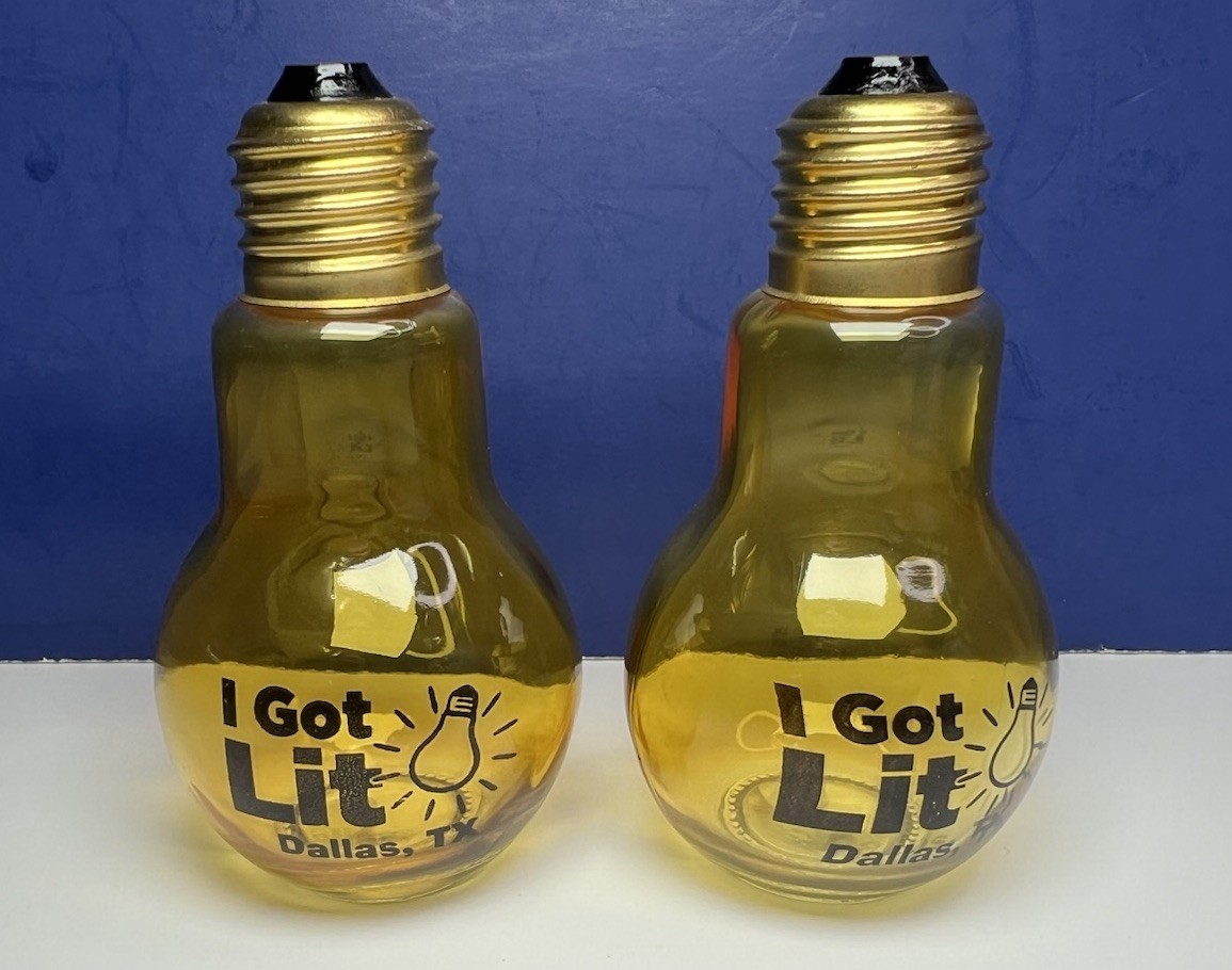 I Got Lit Dallas Texas Lightbulb Shot Glass Pair of 2 Souvenir Novelty