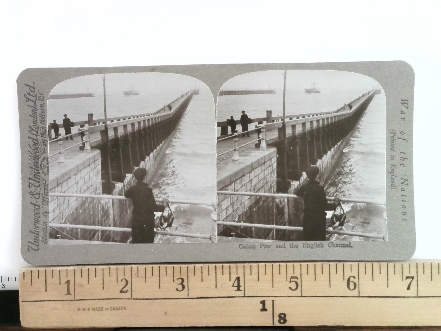 Calais Pier English Channel Stereoview Underwood & Underwood WWI Era
