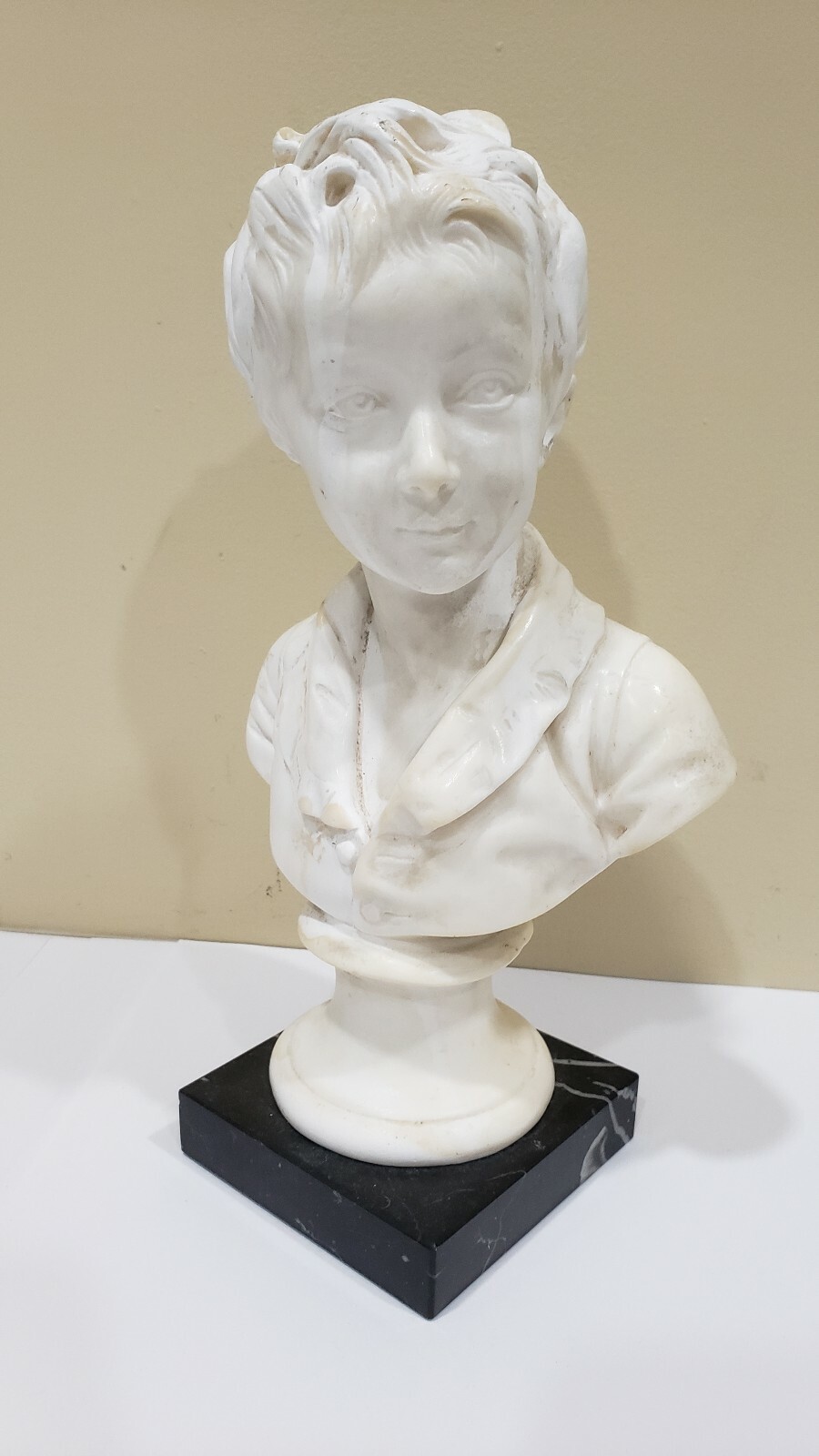 Vintage French Wax Bust of a Young Boy, PAR HOUDON