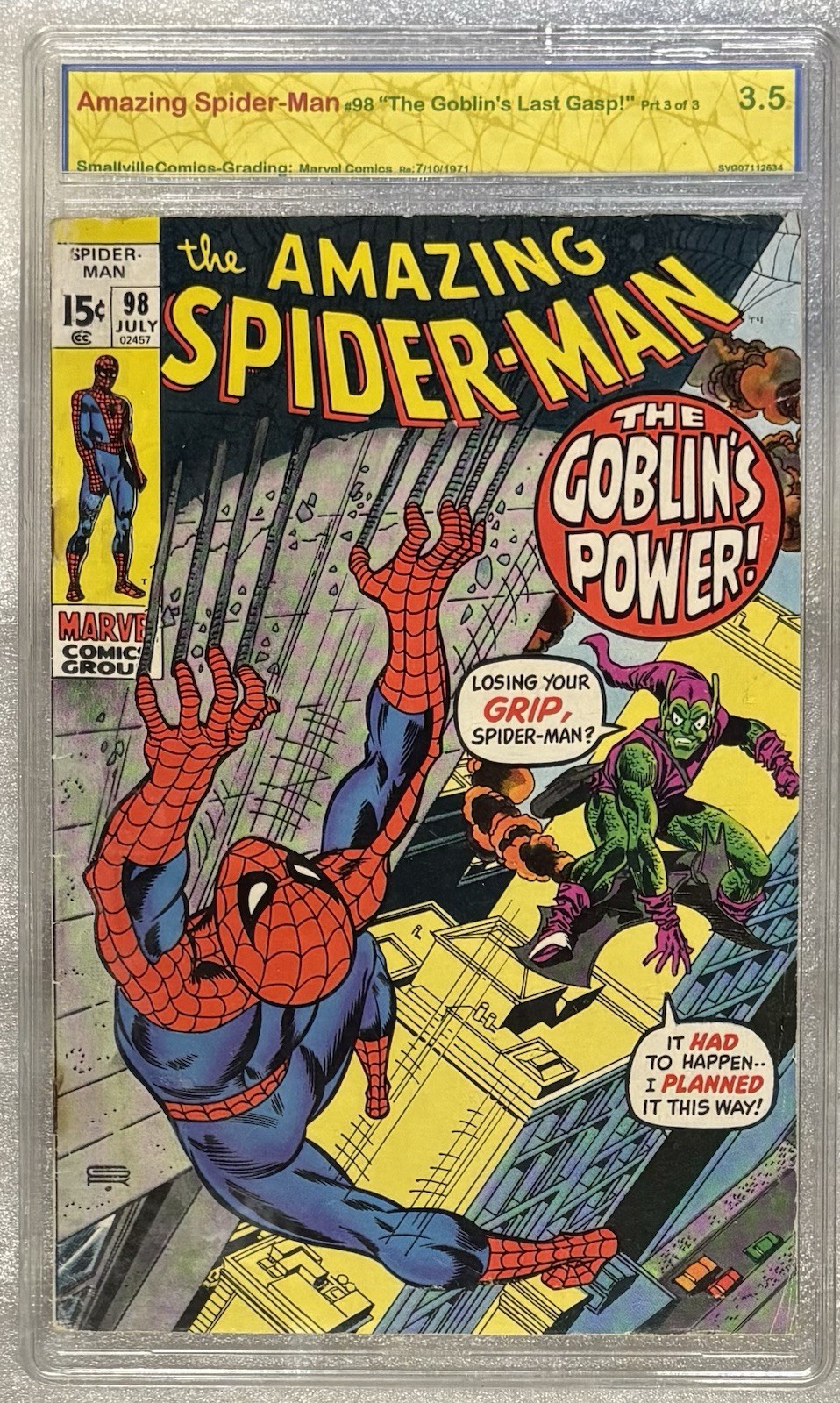 AMAZING SPIDER-MAN 98 SVG 3.5 GREEN GOBLIN APP.  DRUG STORY NO CCA STAN LEE 😱