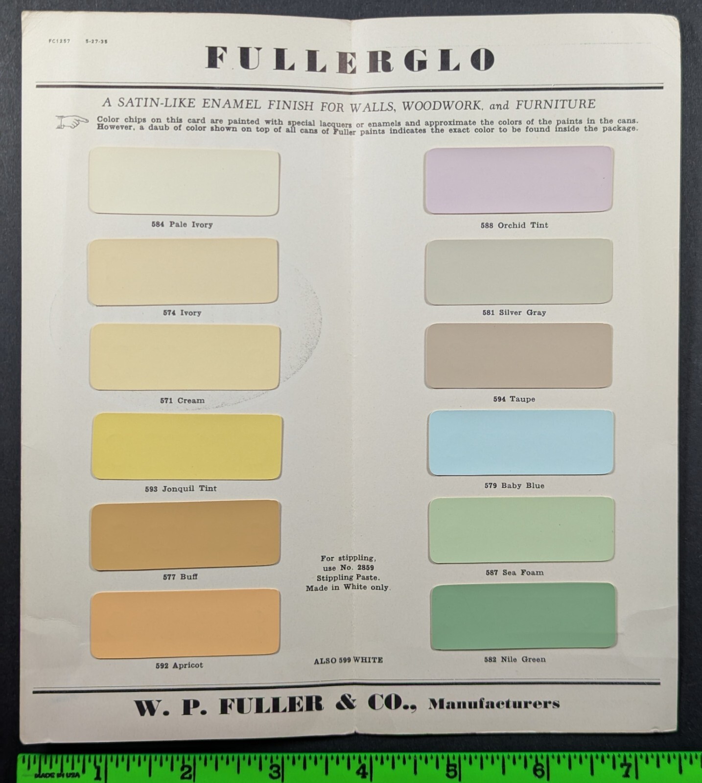 Vintage Moore's Paint Varnish Enamels Sample Foldout Brochure